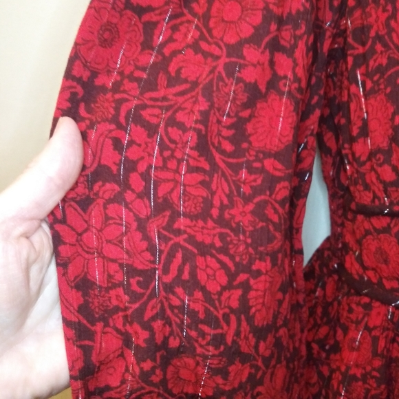 Knox Rose Gauzy Red Embroidered Floral Boho Blouse - Picture 6 of 11